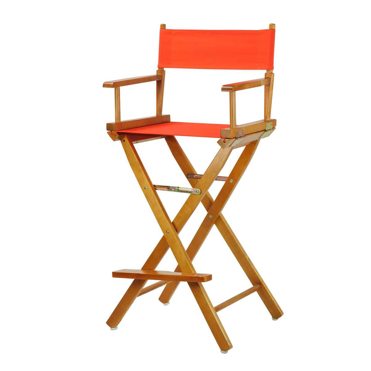 Casual Home 30&quot; Director's Chair Honey Oak Frame-with Orange Canvas, Bar Height