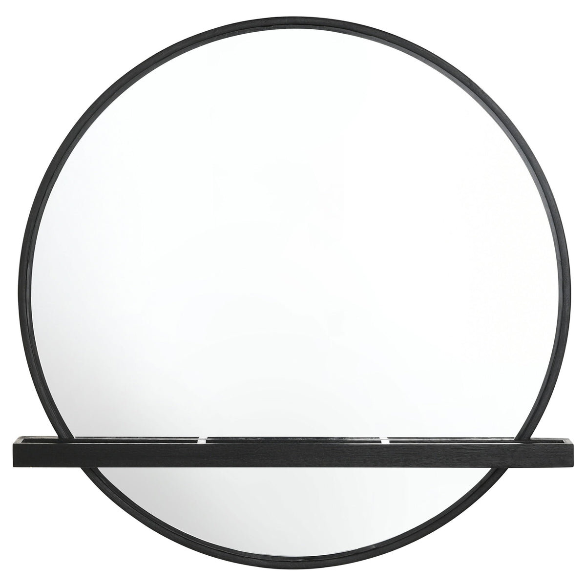 Coaster Home Furnishings Arini Coastal Round Wall Mounted Vanity Mirror For Bedroom With Jewelry Storage Shelf Black 224338