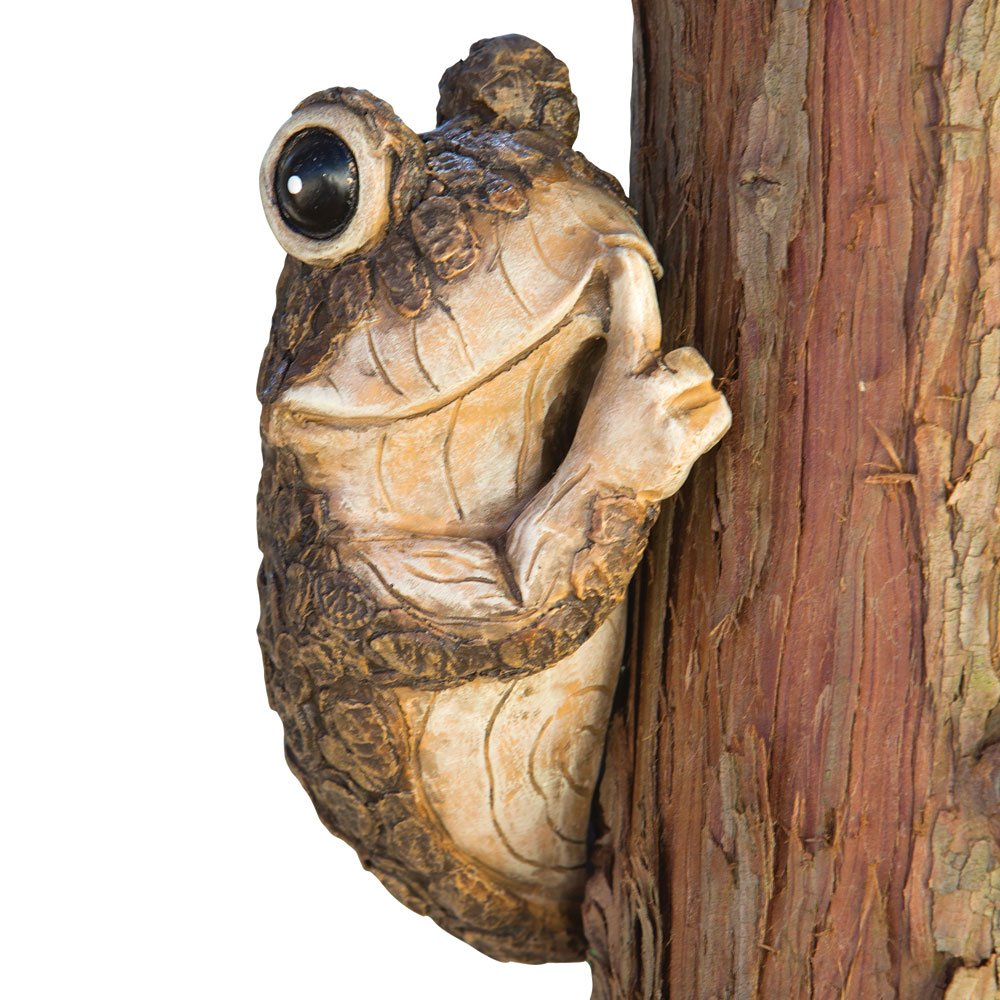 Bits And Pieces - Keep Quiet Frog Tree Peeker - Yard Decorations - Adorable Tree Sculpture - Garden Decoration - Garden Peeker T