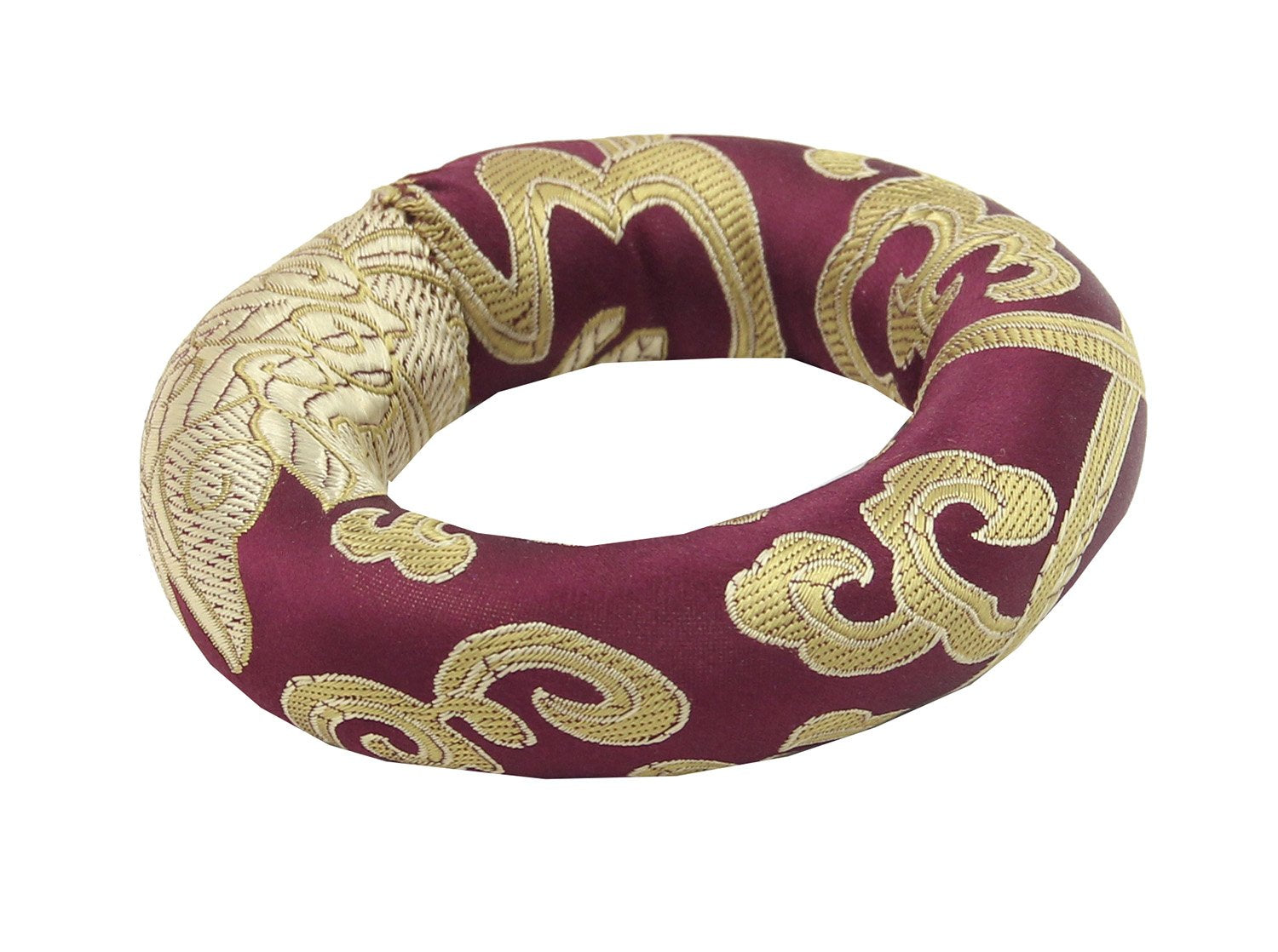Silk Brocade Ring Cushion Pillow For Tibetan Singing Bowl Hand Made Nepal (Purple)