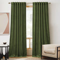 Ryb Home Olive Green Velvet Curtains 84 Inches 2 Panel Set - Heavy Duty Back Tab Decorative Window Drapes Privacy Room Darkening Covering For Living Room Bedroom, 52 Inch X 84 Inches