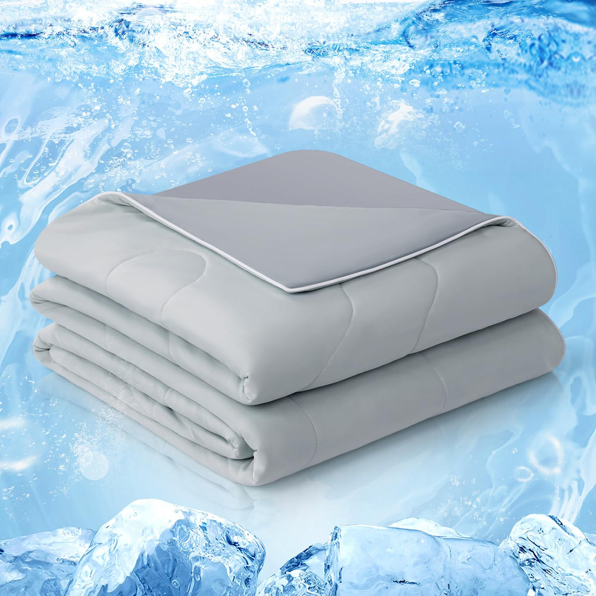 Easeland Cooling Comforter Twin, Cold Touch Fabric Absorbs Body Heat, Double-Sided Cool Design Soft Fluffy Cooling Blanket For N