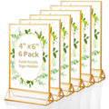 Svalor Gold Acrylic Sign Holder 4X6 Inch, 6 Pack Wedding Table Number Frames Vertical , Double Sided Display Gold Picture Frame,