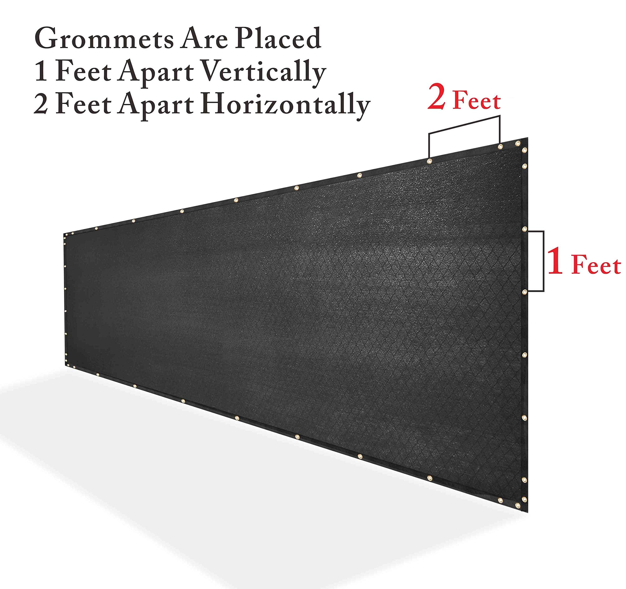 Royal Shade Custom Size 6' X 17' Black Fence Privacy Screen Windscreen Cover Netting Mesh Fabric Cloth - Cable Zip Ties Included