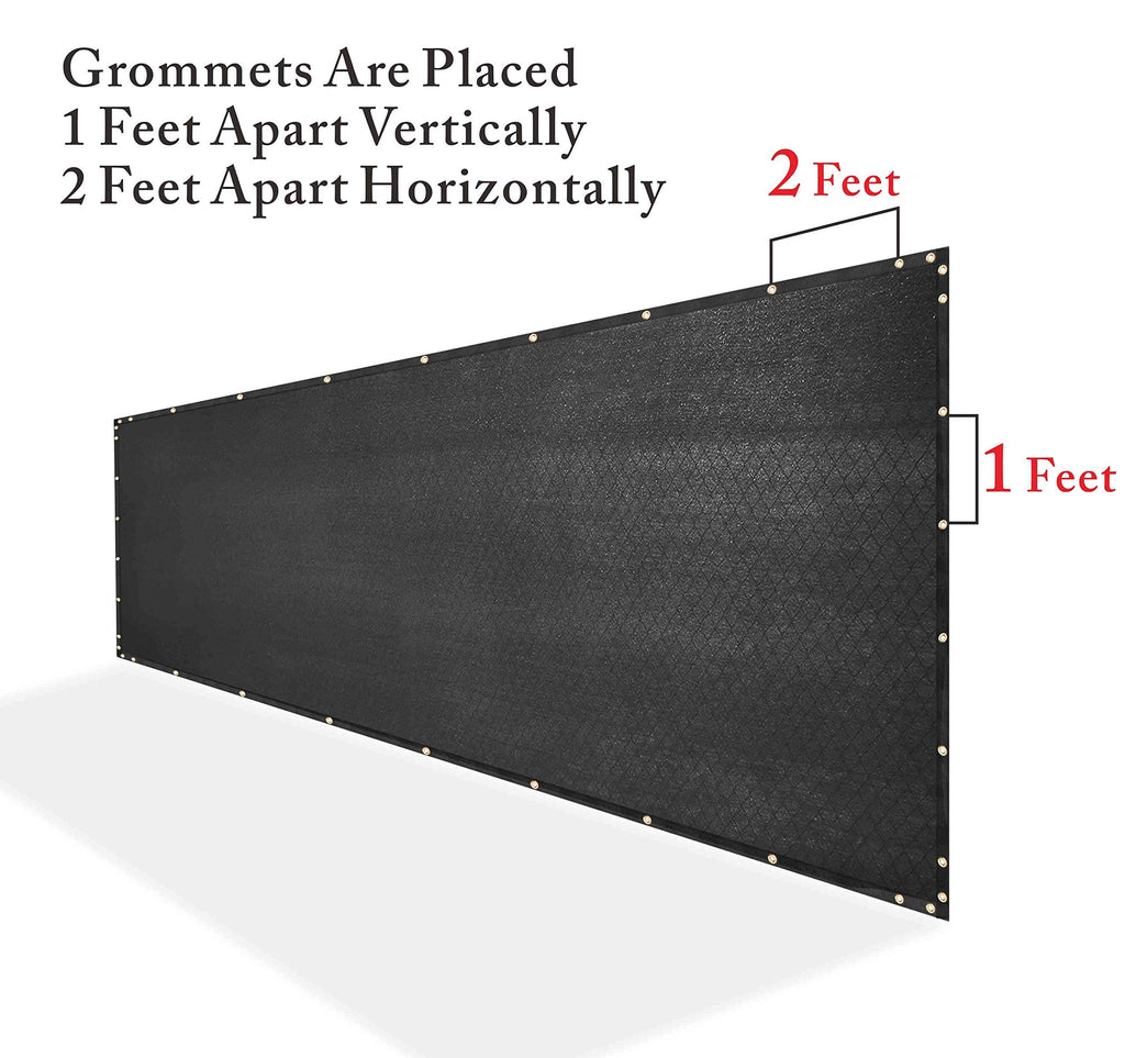 Royal Shade Custom Size 6' X 24' Black Fence Privacy Screen Windscreen Cover Netting Mesh Fabric Cloth - Cable Zip Ties Included