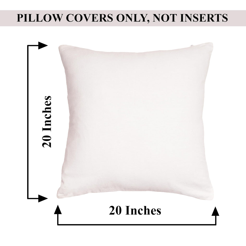 Rely+ Cotton Throw Pillow Covers White 20''X20'' Set Of 2 Decorative Zippered Throw Pillow Covers For Couch, Sofa, Farmhouse, Li