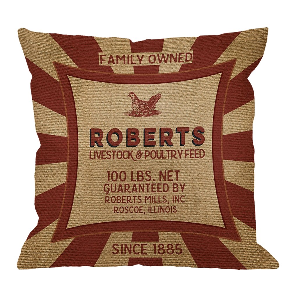 Hgod Designs Decorative Throw Pillow Cover Case Vintage Feed And Seed Sack Chicken Burlap Pillow Cases Cotton Linen Outdoor Indo