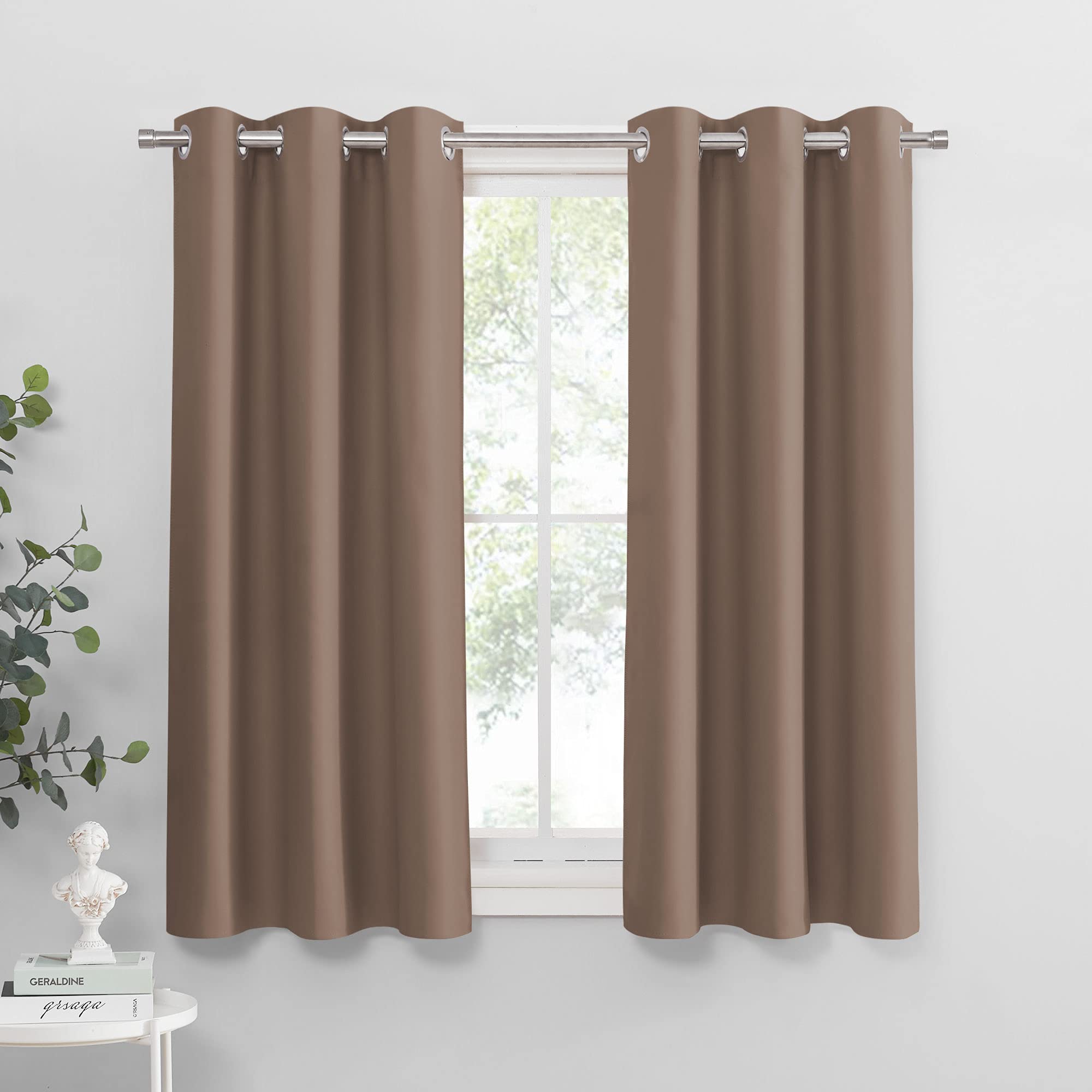 PONY DANCE Blackout Curtain Panels - Thermal Insulated Light Blocking Window Draperies Drapes Room Darkening Privacy Protect Ene