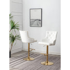 Best Master Furniture Adjustable Swivel Velvet Bar Stools With Gold Base (Set Of 2) B55 White (Velvet) Footrest, Swivel, Nailhead Trim