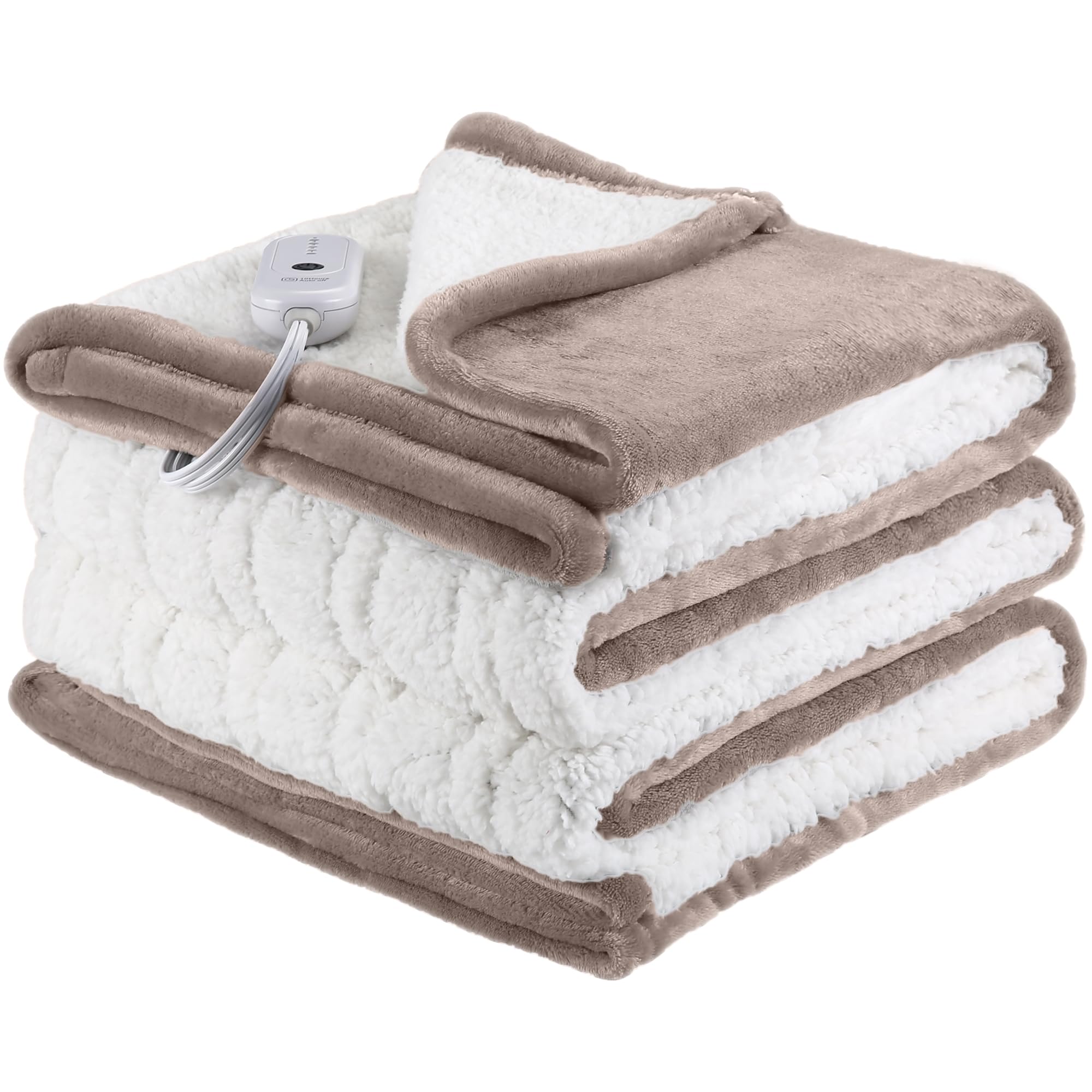 Estingo Heated Blanket Twin Size, 62''X84'' Electric Blanket Twin With 10 Hours Auto Off & 5 Heating Levels, Heating Blanket Wit