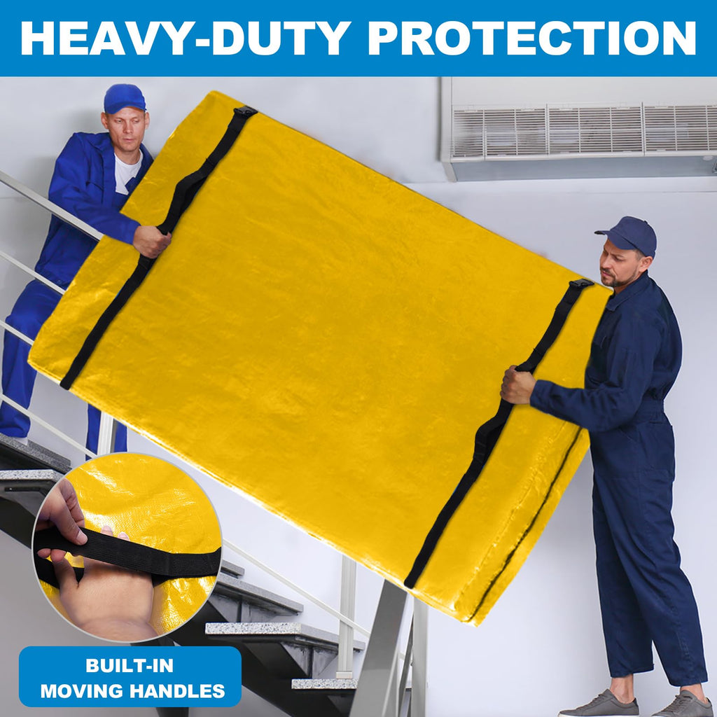 Ticonn Mattress Bags For Moving, Cali King Mattress Cover For Moving, Heavy Duty, Full-Around Handle With Adjustable Buckles, Mattress Storage Bag & Moving Supplies (Yellow, Cali King)