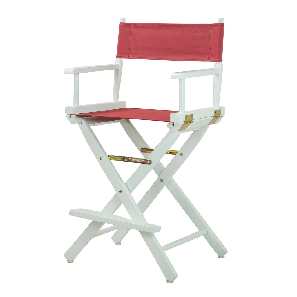 Casual Home 24" Director's Chair White Frame with Burgundy Canvas, Counter Height