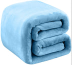 Fleece Blankets For All Season - Premium Lightweight Anti-Static Throw For Twin/Twin Xl Size Bed Extra Long Soft Brush Fabric Warm Sofa Thermal Blanket 66' X 90'(Washed Blue)