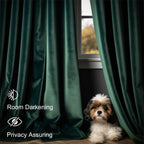 Lazzzy Blackout Velvet Curtains Green Thermal Insulated Curtains 108 Inch Extra Long Drapes For Bedroom Living Room Darkening Window Treatments Grommet Curtains Set Of 2 Panels Emerald Green