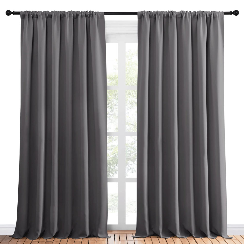 Nicetown Blackout Curtain Panels For Window - Thermal Insulated Rod Pocket Blackout Drapes/Draperies For Dining Room (2 Panels, W70 X L95 Inches, Grey)