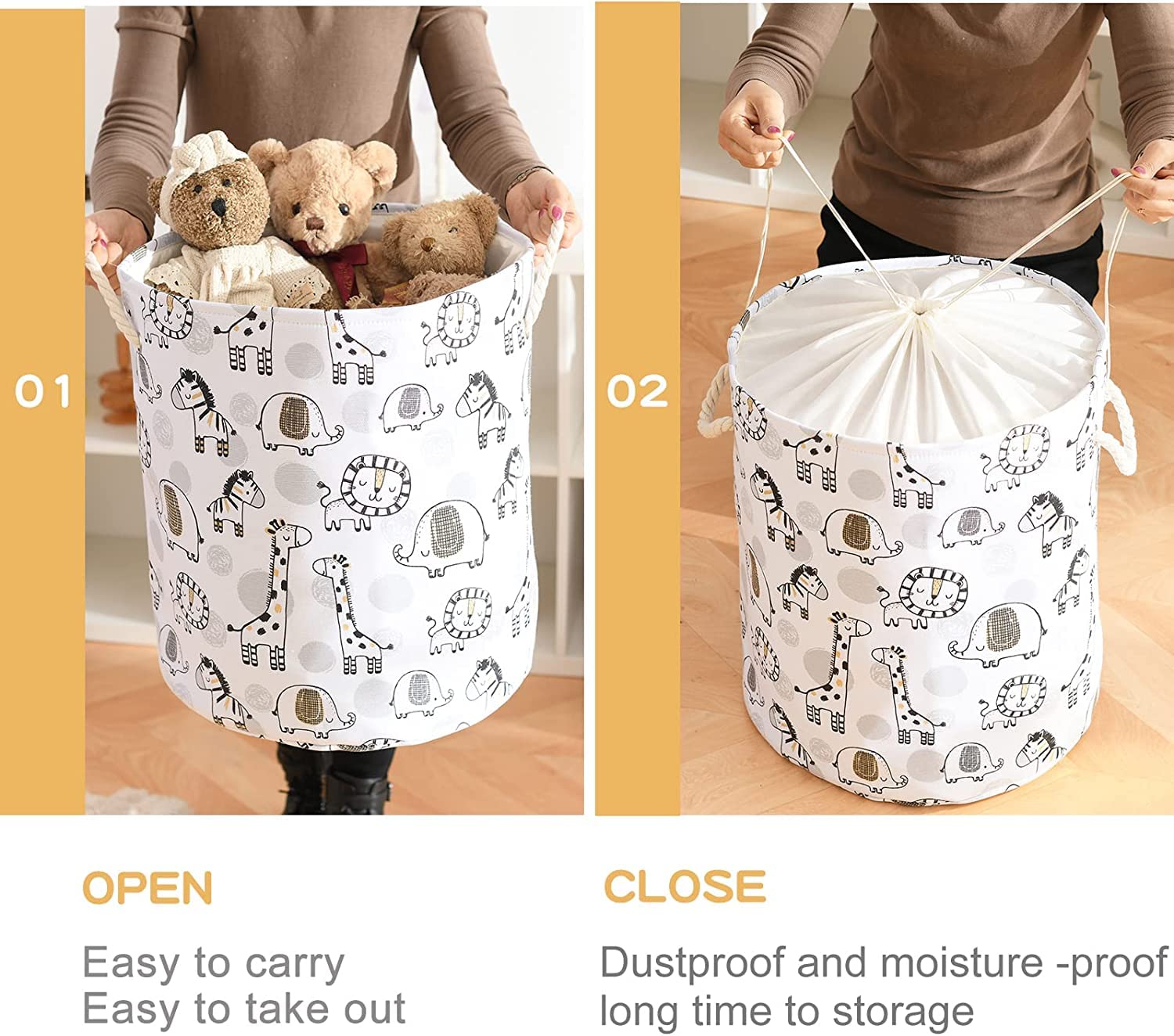 Inough Kids Laundry Basket Extra Large Baby Hamper For Nursery, 58L Kids Hamper Toddler Room Essentials, Waterproof Canvas Cloth