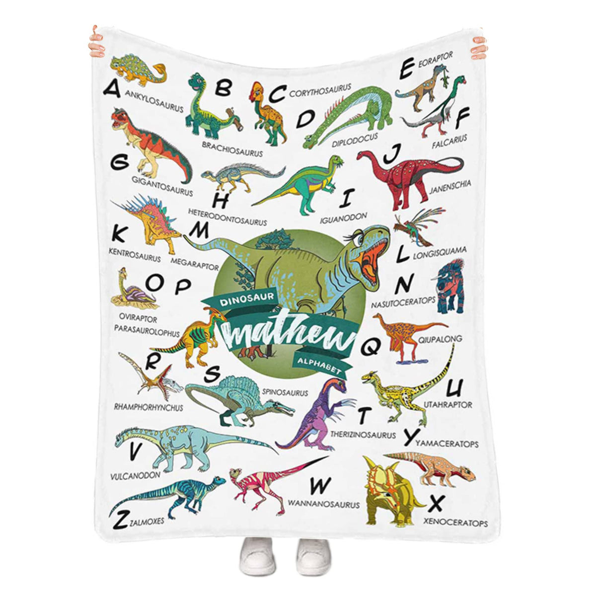 Personalized Dinosaur Blanket, Custom Name Baby Blanket For Boys And Girls, Plush Fleece Throw Blanket For Kids Toddlers, Custom