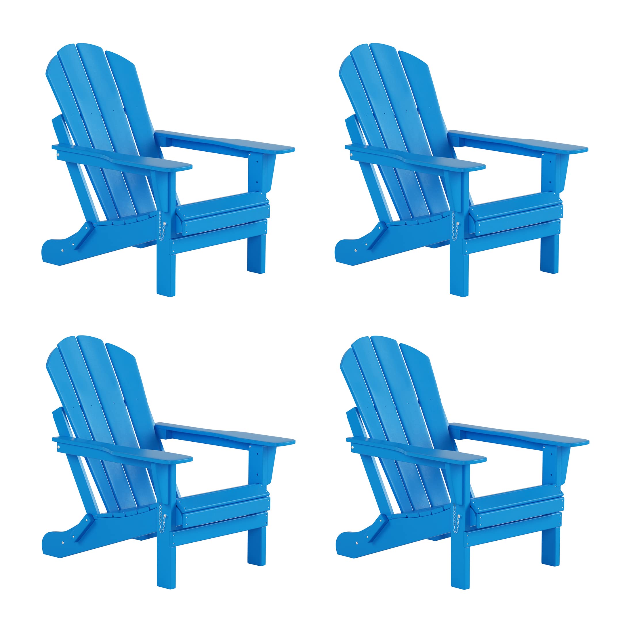 Westintrends Outdoor Adirondack Chairs Set Of 4, Plastic Fire Pit Chair, Weather Resistant Folding Patio Lawn Chair For Outside Deck Garden Backyardf Balcony, Pacific Blue