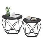 Vasagle Small Coffee Table Set Of 2, Round Coffee Table With Steel Frame, Side End Table For Living Room, Bedroom, Office, Charcoal Gray And Ink Black