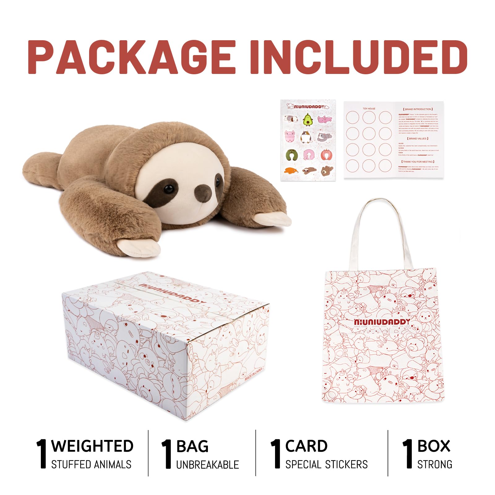 Niuniu Daddy 26 Sloth Weighted Stuffed Animal - Large Plush Toy for Kids & Adults, Perfect Gift for Christmas & Birthdays