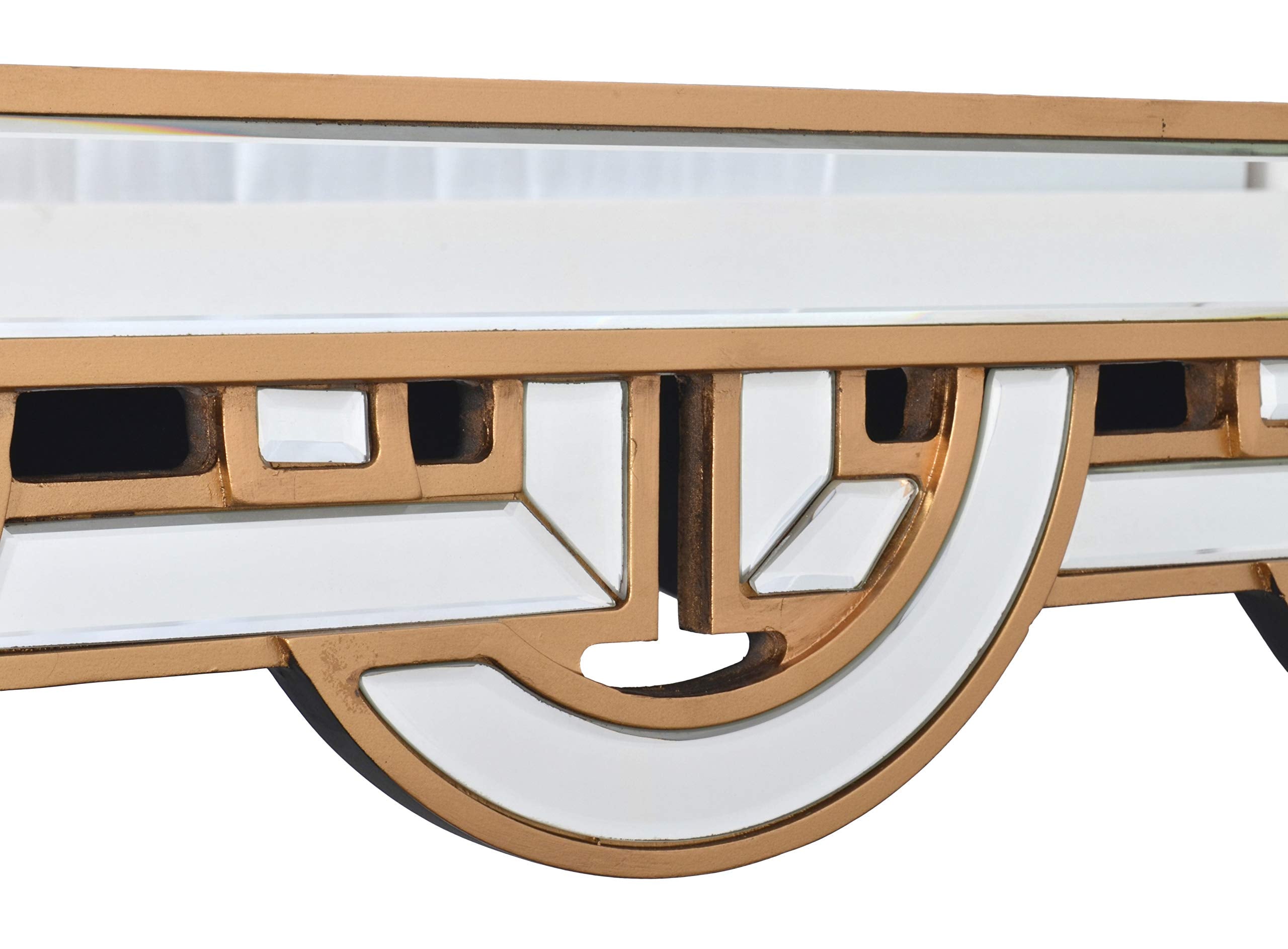 Afd Home Hollywood Glam Gold Trim Console Sofa Table Mirror Top