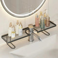 Homero Metal Faucet Storage Rack, 50 cm Black Sink Organizer, Bathroom Uses