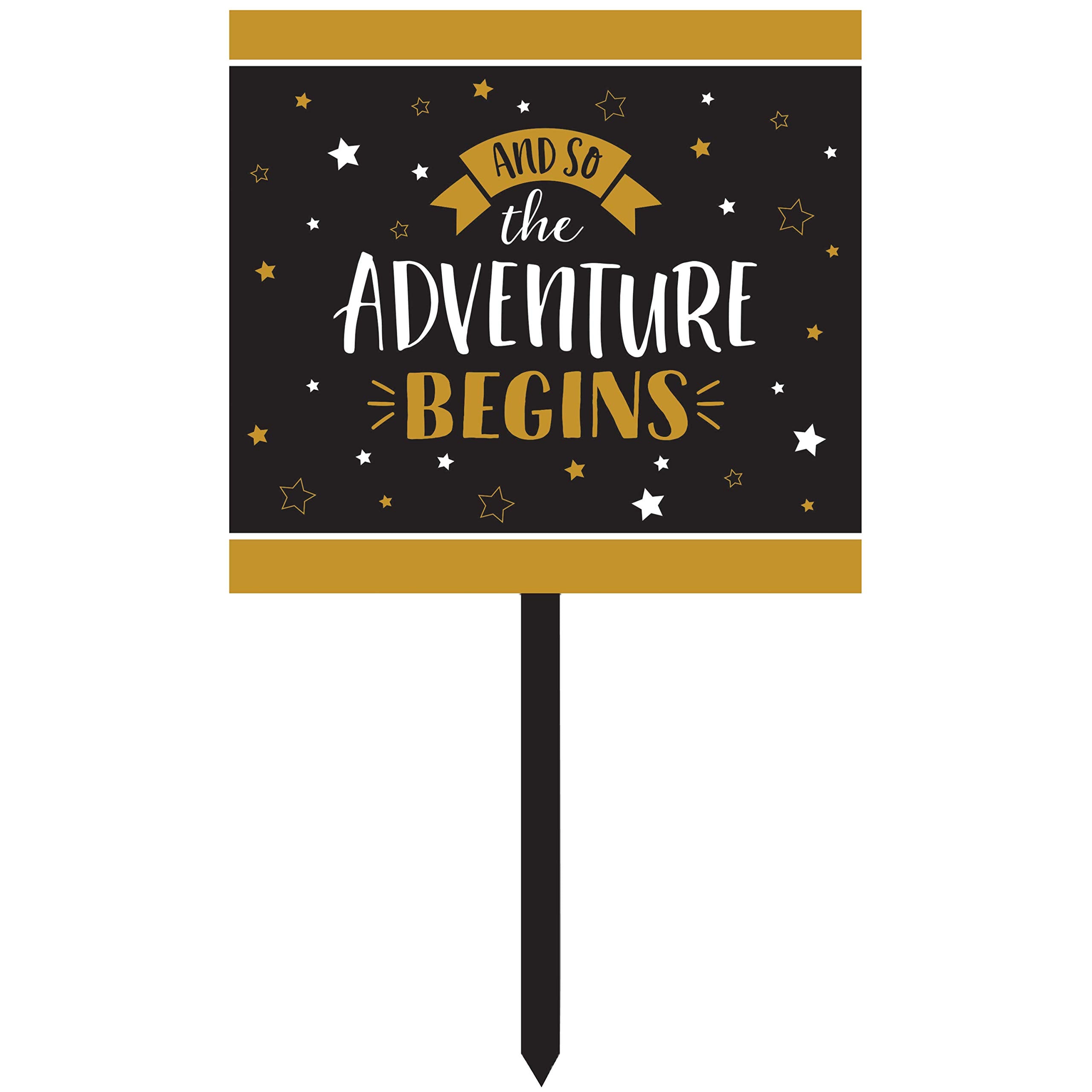 Creative Converting Grad Adventure Yard Sign, 15.5' X 14.5', Multi-Color