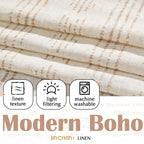 Jinchan Boho Kitchen Curtains Linen Tier Curtains 36 Inch Long Bohemian Cafe Curtains Geometric Striped Small Window Curtains Farmhouse Country For Bathroom Rv Light Filtering 2 Panels Taupe On Beige
