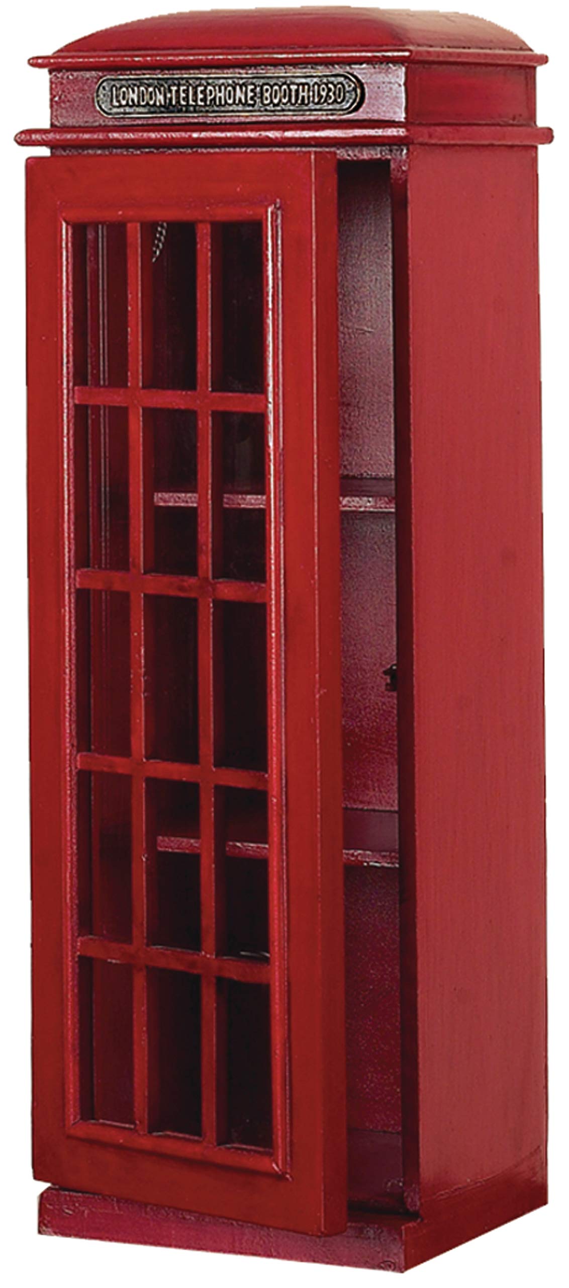 Deco 79 Wooden Telephone Room Storage Unit Vintage London Booth 2 Shelf Storage Cabinet, Accent Cabinet 11 x 9 x 30, Red