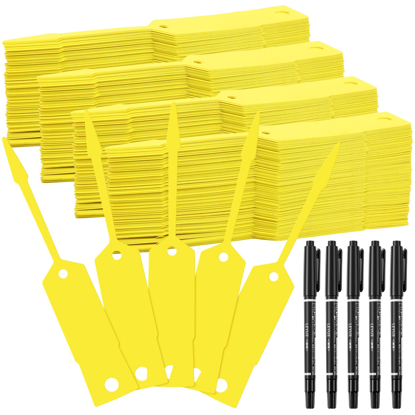 Woanger Car Key Tags, 2000 Pcs Yellow Vinyl Self Locking Arrow Key Labels, 4 1/2 X 3/4 Inch, With 5 Black Pens, Ideal For Automo