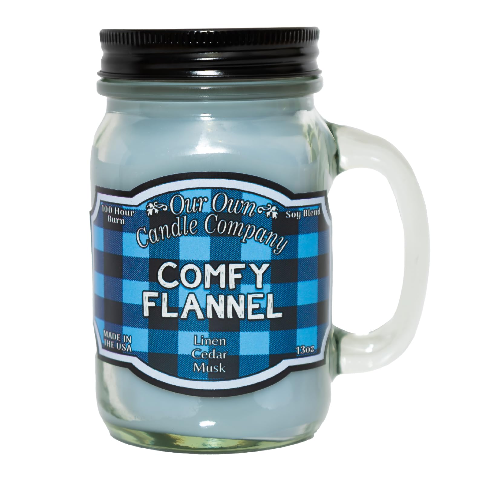Our Own Candle Company, Comfy Flannel Scented Mason Jar Candle, 100 Hour Burn Time, 13 Ounces