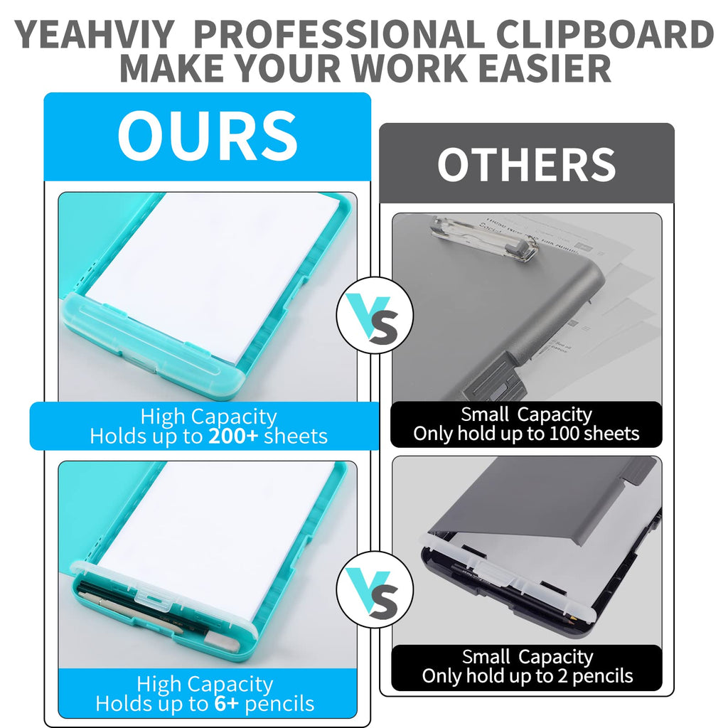 Yeahviy Clipboard With Storage, Large Capacity Nursing Clipboards With Low Profile Clip, Heavy Duty Plastic Storage Clipboard Wi