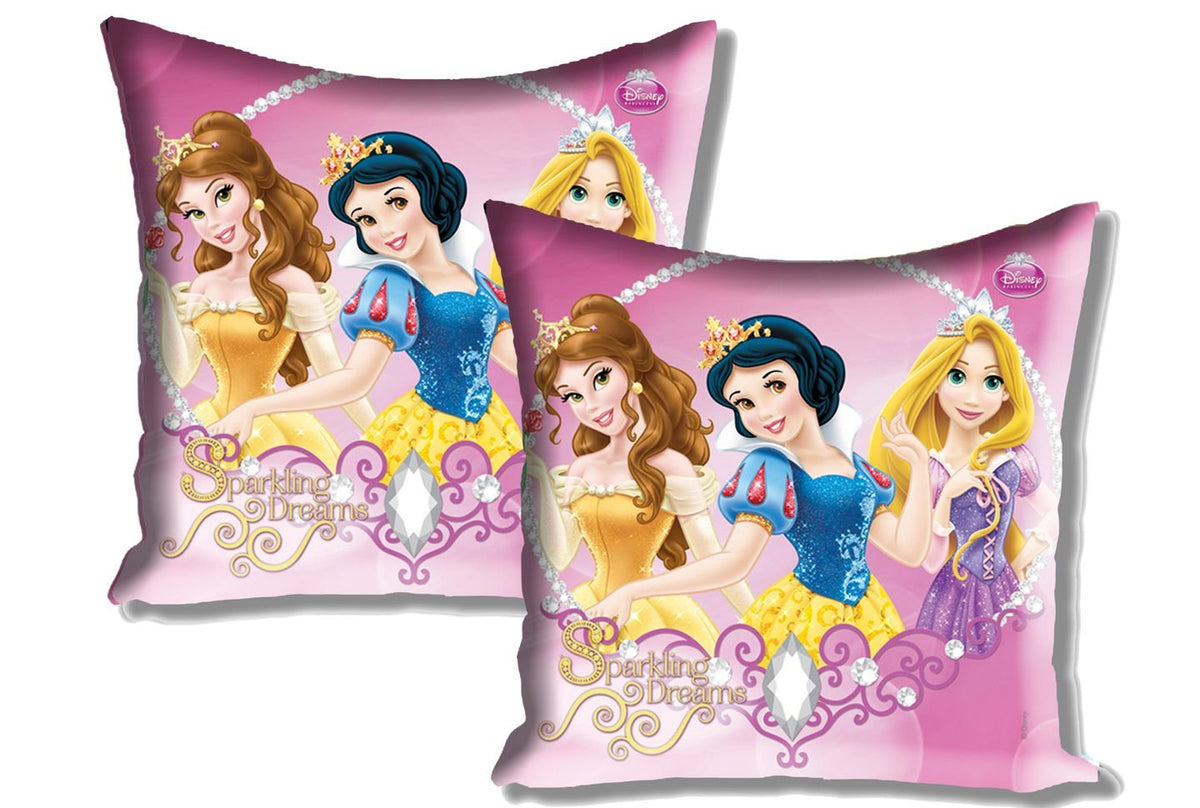 Athom Living Polyester Disney Princess 2 Piece Cushion Cover Set  16 Inch X 16 Inch, Pink