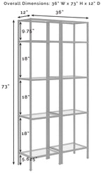 Crosley Furniture Aimee 2-Piece Bookshelf Set With Glass Shelves, Bookcase Storage, Gold And Glass