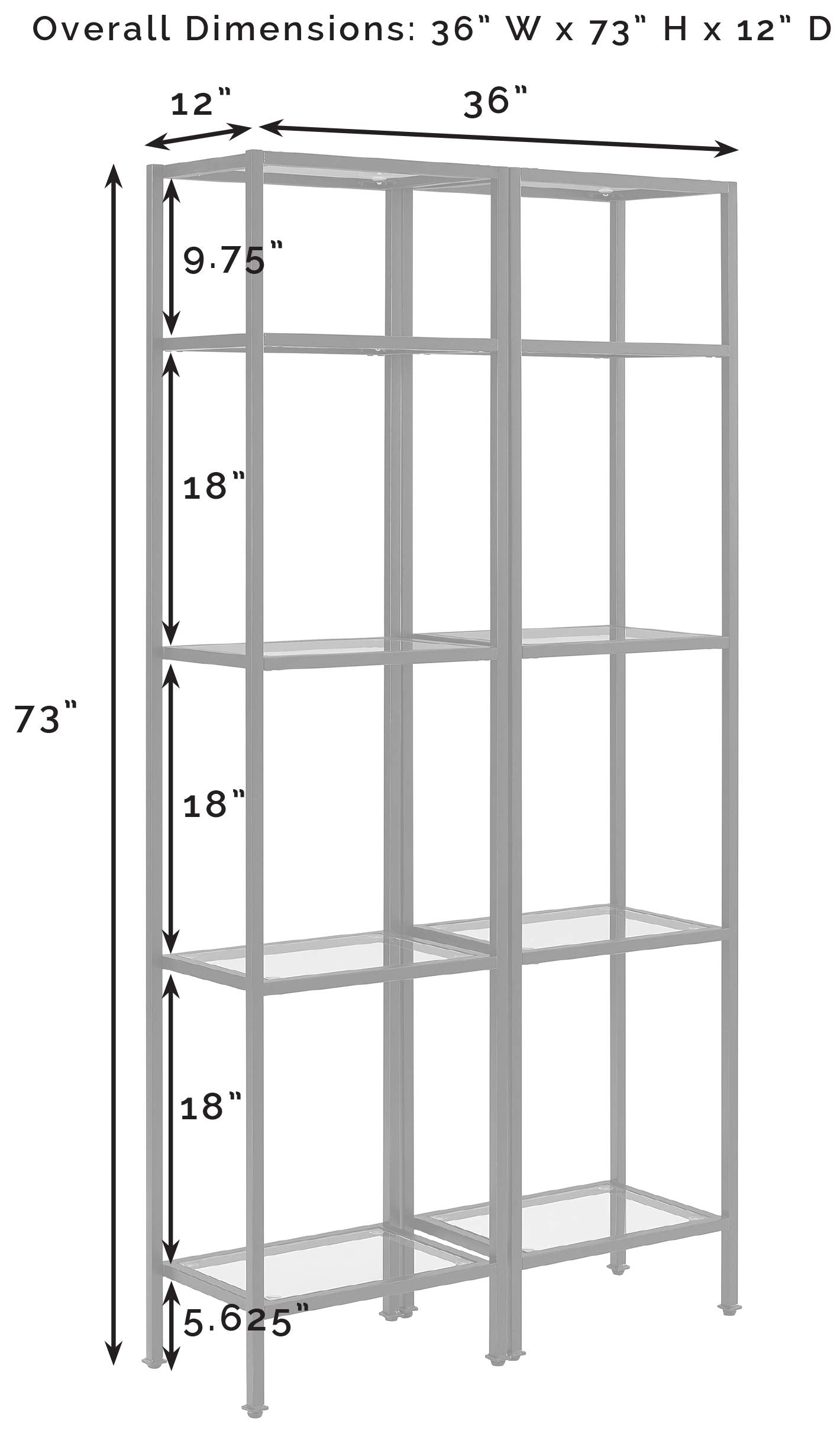 Crosley Furniture Aimee 2-Piece Bookshelf Set With Glass Shelves, Bookcase Storage, Gold And Glass