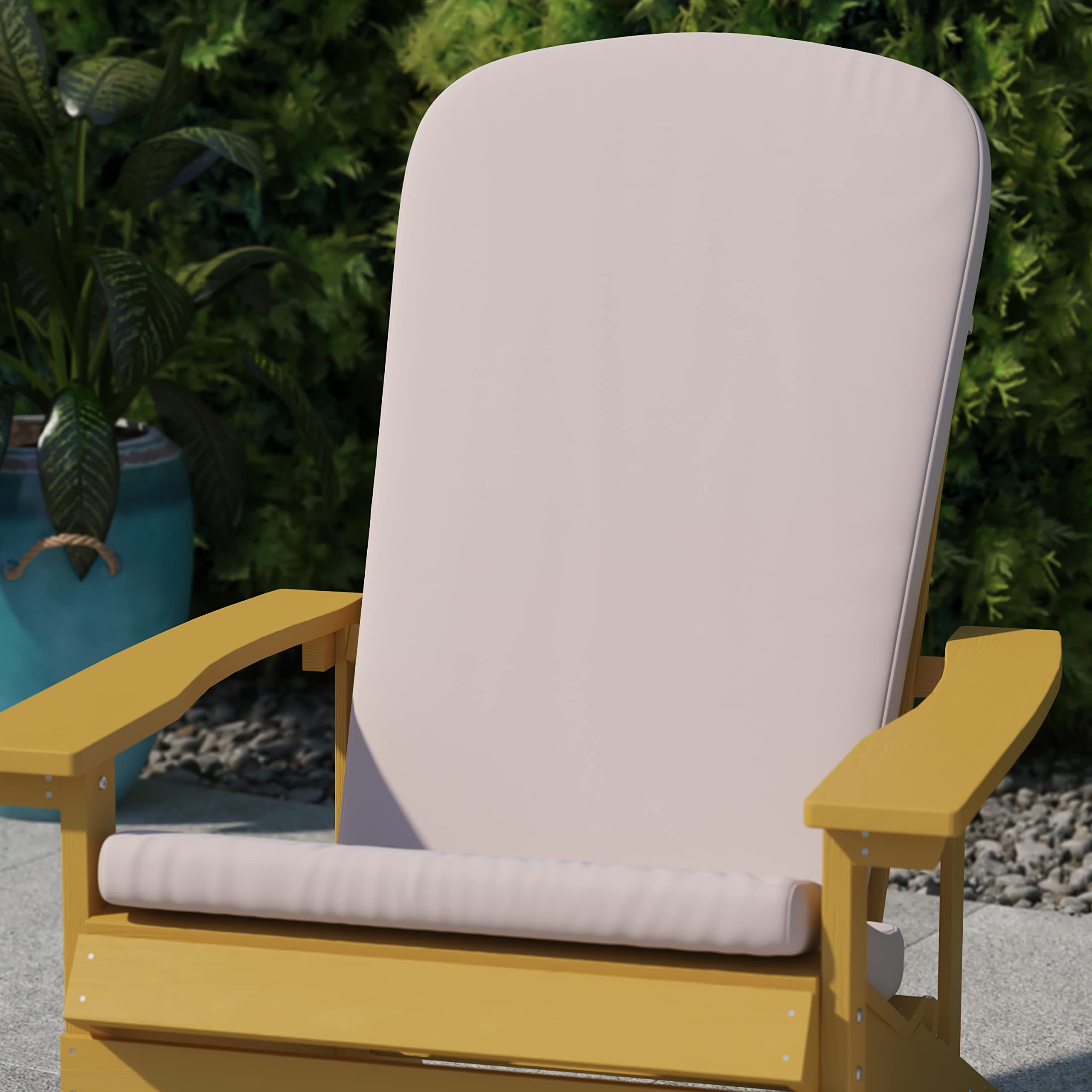 Flash Furniture Charlestown Set of 2 Adirondack Chair Cushions - Cream Fabric Cushions - 2 Thick Padding - Indoor/Outdoor - Pati