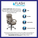 Flash Furniture Hercules Series Big & Tall 500 Lb. Rated Taupe Leathersoft Executive Swivel Ergonomic Office Chair With Extra Wide Seat