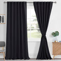 Hiasan Tall Black Curtains 2 Panels For Living Room, Back Tab & Rod Pocket Long Blackout Curtains 120 Inch Long, Thermal Room Da