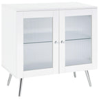 Coaster Home Furnishings Nieta 2-Tier Accent Cabinet with Glass Shelf White High Gloss and Chrome