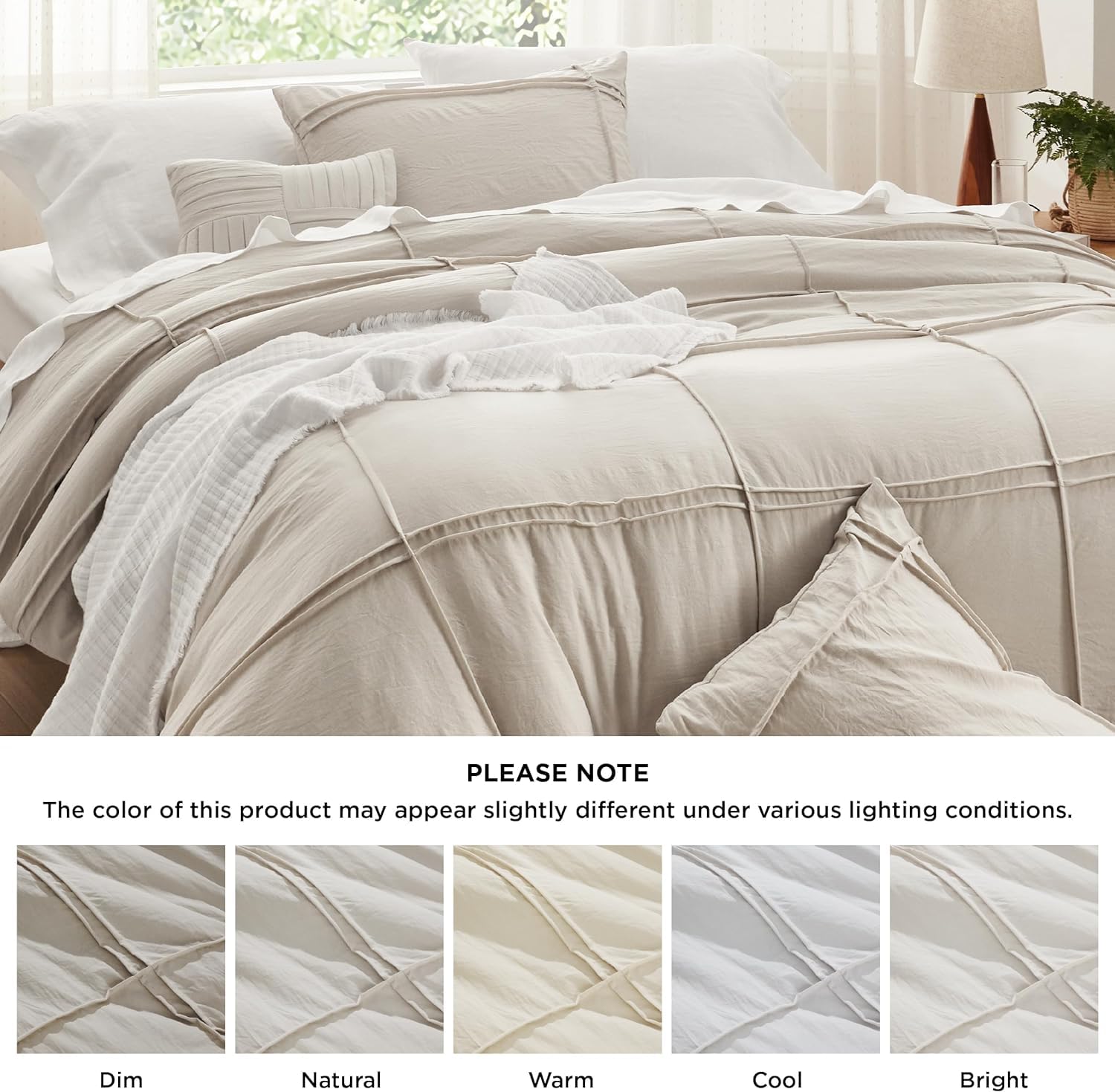 Bedsure Grid Tufted Twin/Twin Xl Duvet Cover - Shabby Chic Duvet Cover, Twin Size Boho Bedding, Includes 1 All-Season Duvet Cover & 1 Pillowcase (Light Beige, Twin, 68'X90')