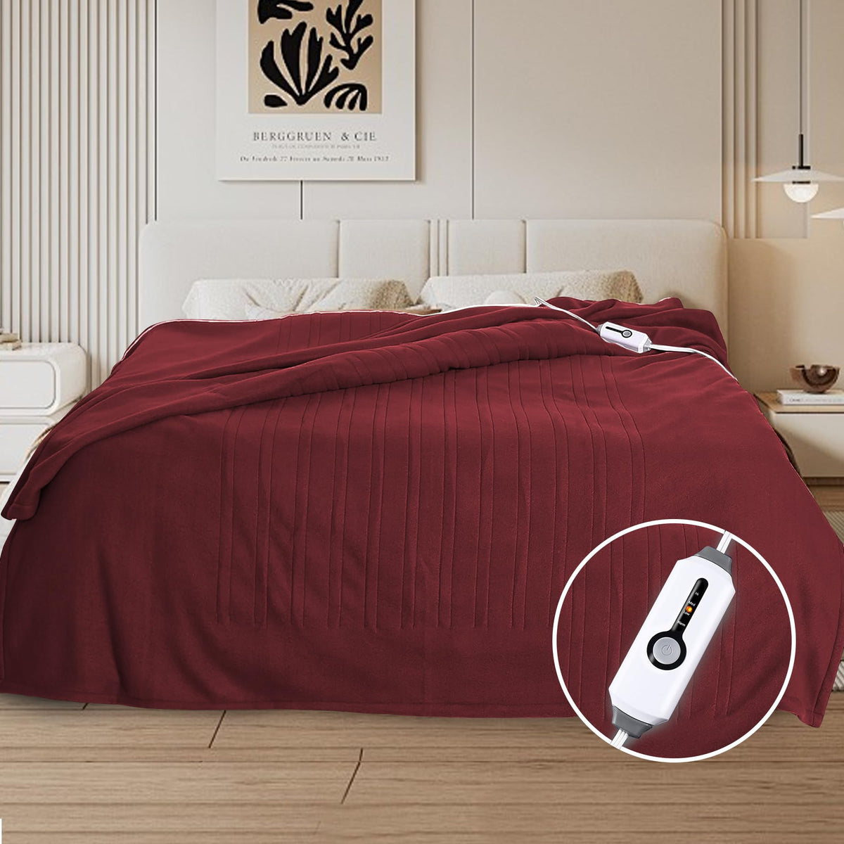 Eydna Electric Heated Blanket Full Size 72'X84', Soft Fleece With 10 Hours Auto-Off & 4 Heating Levels, Overheating Protection