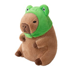 Ditucu 11 Frog Capybara Plush Pillow - Cute Wearable Frog Hat Stuffed Animal Toy for Kids, Perfect Gift for Animal Lovers