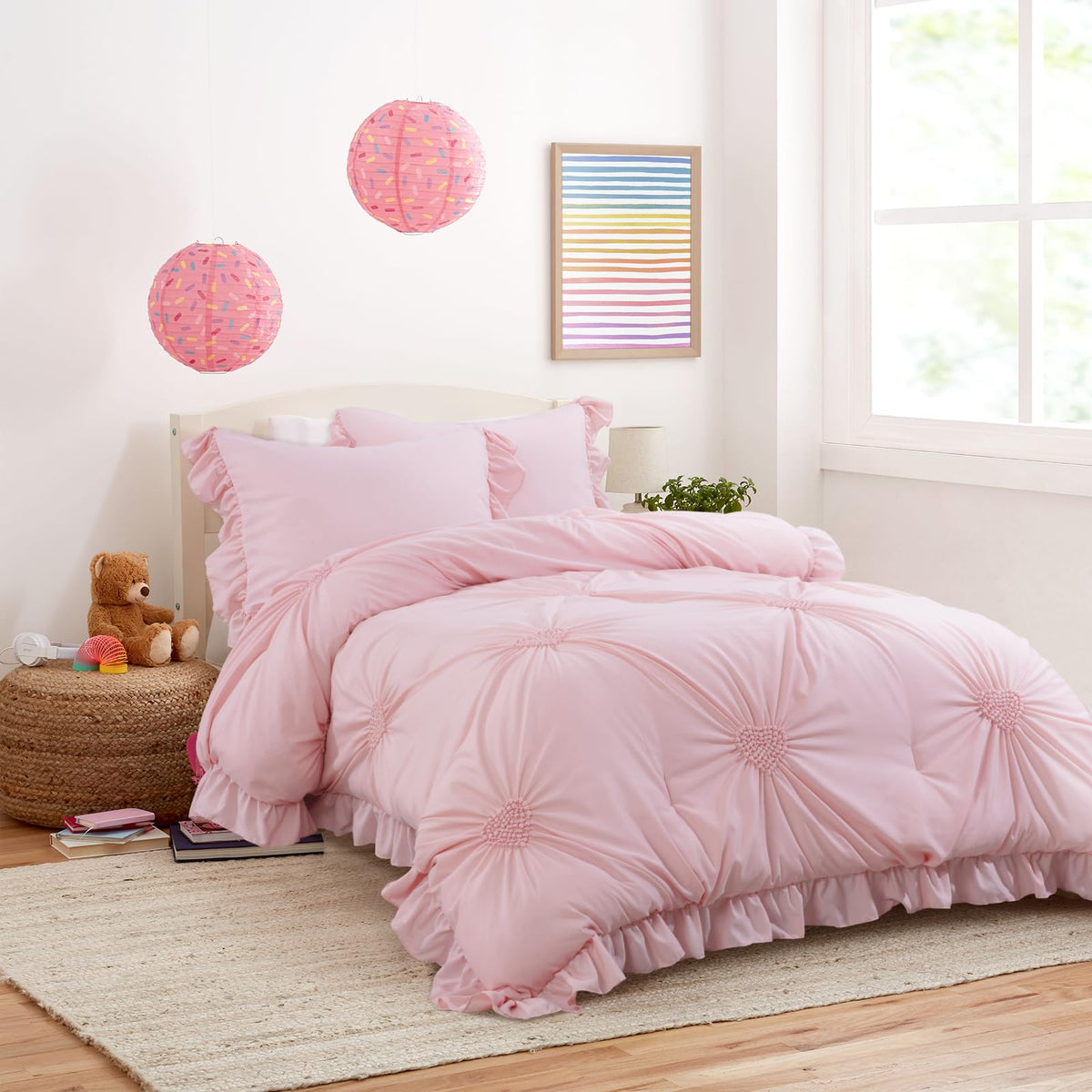 Kitchen Font Sets Hombys 5 Piece Pink Bedding Comforter Set For Girls With Matching ...