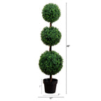 Nearly Natural 4Ft. Artificial Triple Ball Boxwood Topiary Tree (Indoor/Outdoor)