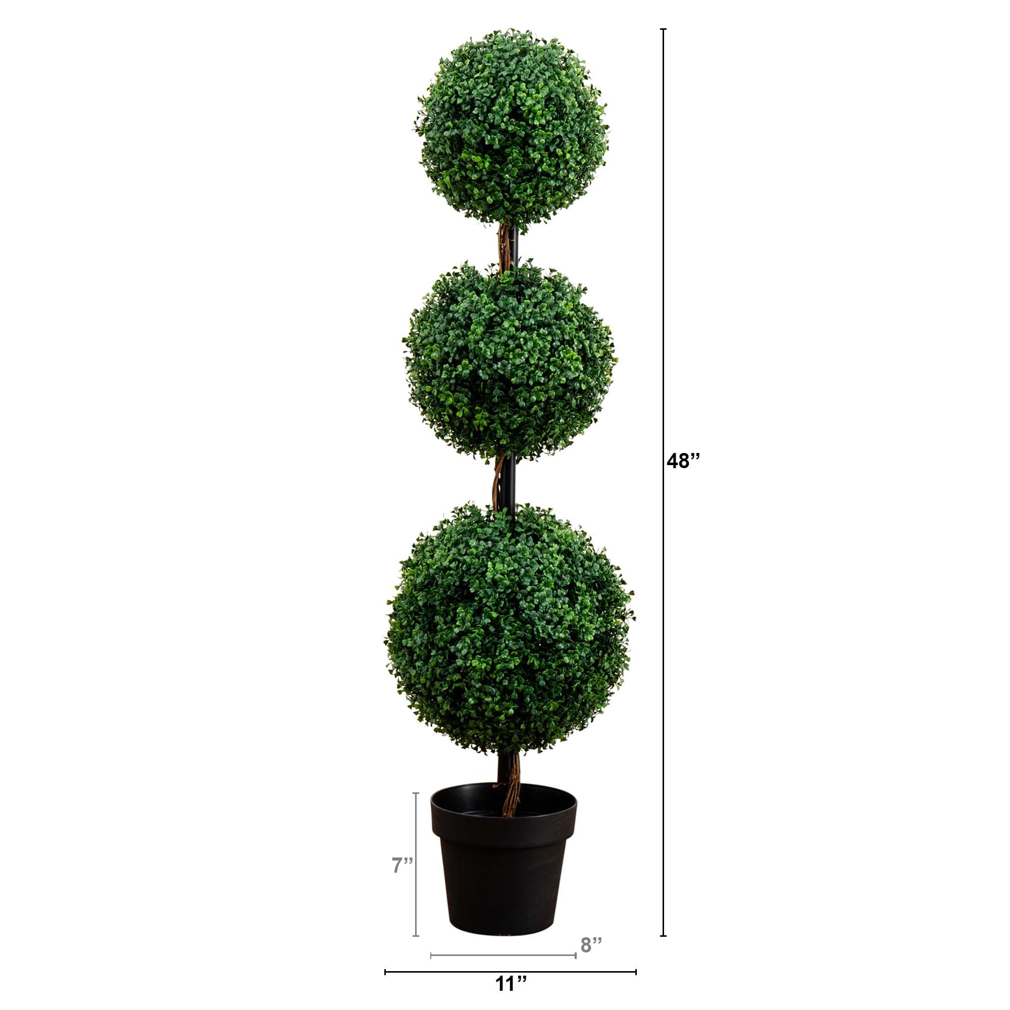 Nearly Natural 4Ft. Artificial Triple Ball Boxwood Topiary Tree (Indoor/Outdoor)