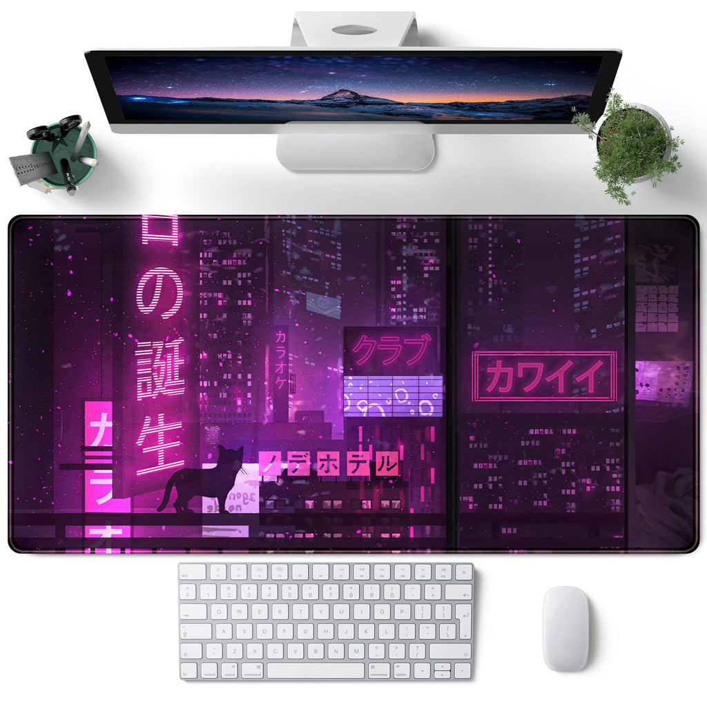Purple Gaming Mousepad Japanese Desk Mat Xxl Extended Anime Cool Large Mouse Pad Keyboard Mouse Mat Desk Pad For Computer Laptop