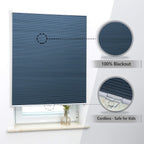 Blackout Cellular Shades Cordless Honeycomb Shades For Windows Inside & Outside Mount 29'' W X 64'' H, Ocean Blue(Blackout)