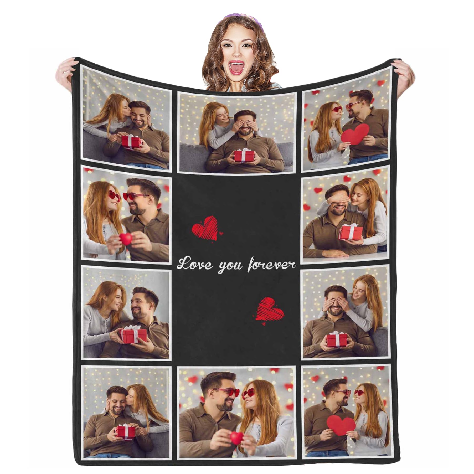 Aofun Blanket With Pictures Customized, 10 Photos Personalized Blankets Custom Blanket Personalized Picture Blankets For Couple