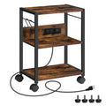 Mahancris Industrial Printer Cart, 3-Tier Mobile Printer Stand, Rolling Cart With Power Outlets And Usb Ports, Home Printer Stan