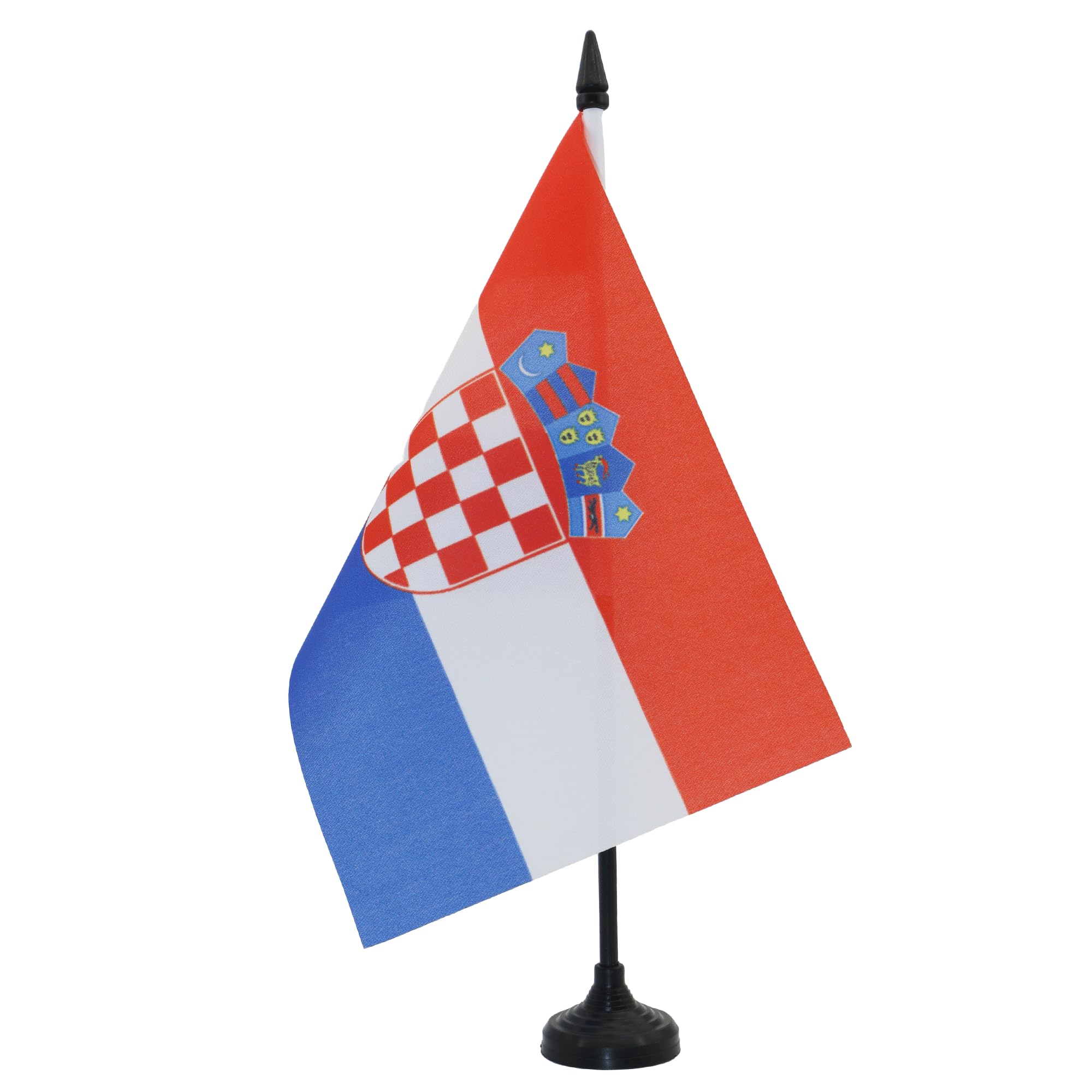 Croatia Table Flag 5' X 8' - Croatian Desk Flag 21 X 14 Cm - Black Plastic Stick And Base - Az Flag